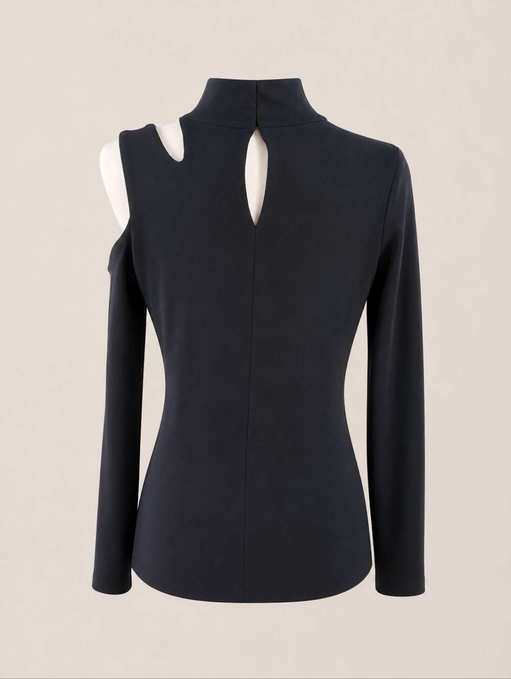 BOSTON PROPER Black Mock Neck Cutout Long Sleeve Top - Picture 2 of 4